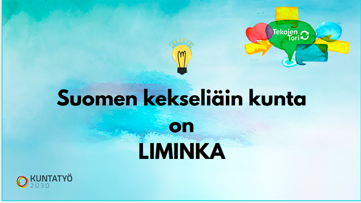 Kuvassa teksti Suomen kekseliäin kunta on LIminka