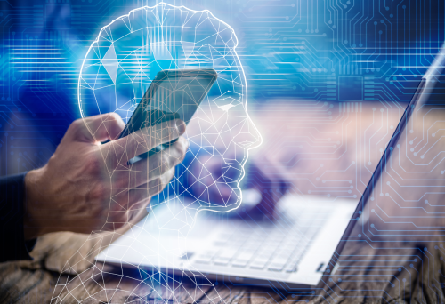 Tekoäly ai kannettava tietokone kädet 